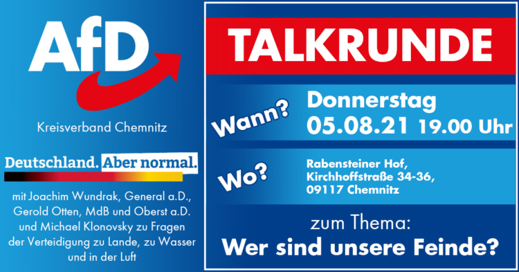 Talkrunde mit Joachim Wundrak, General a.D., Gerald Otten, MdB und Soldat a.D. und Michael Klonovsky zu Fragen der Verteidigung zu Lande, zu Wasser und in der Luft