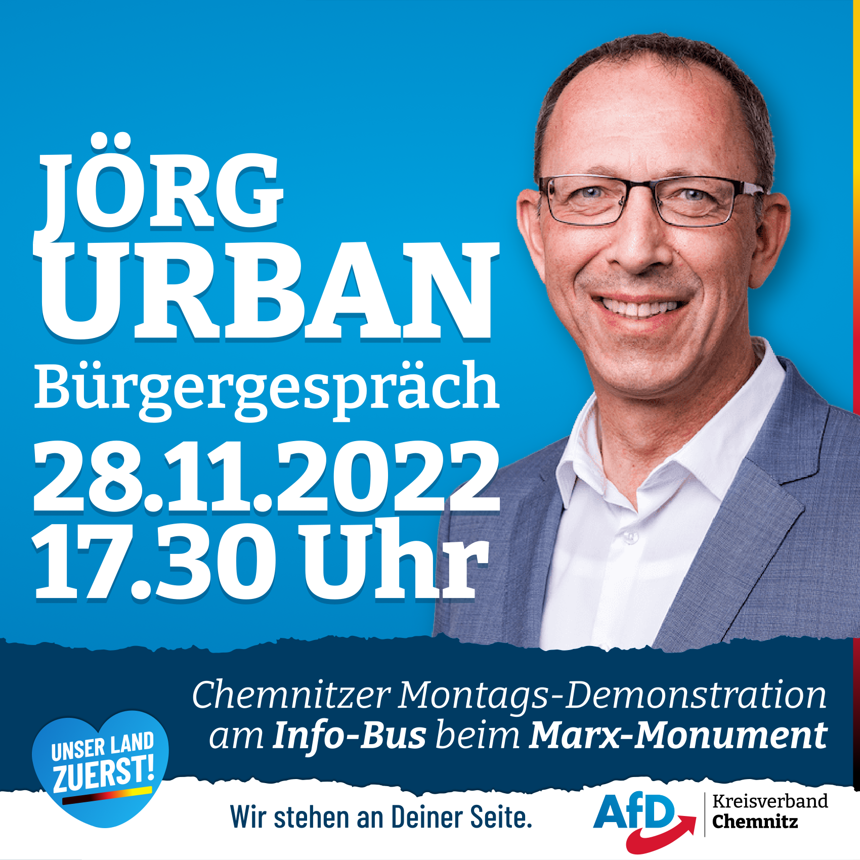 AfD-Chef Jörg Urban besucht Chemnitzer Montags-Demonstration